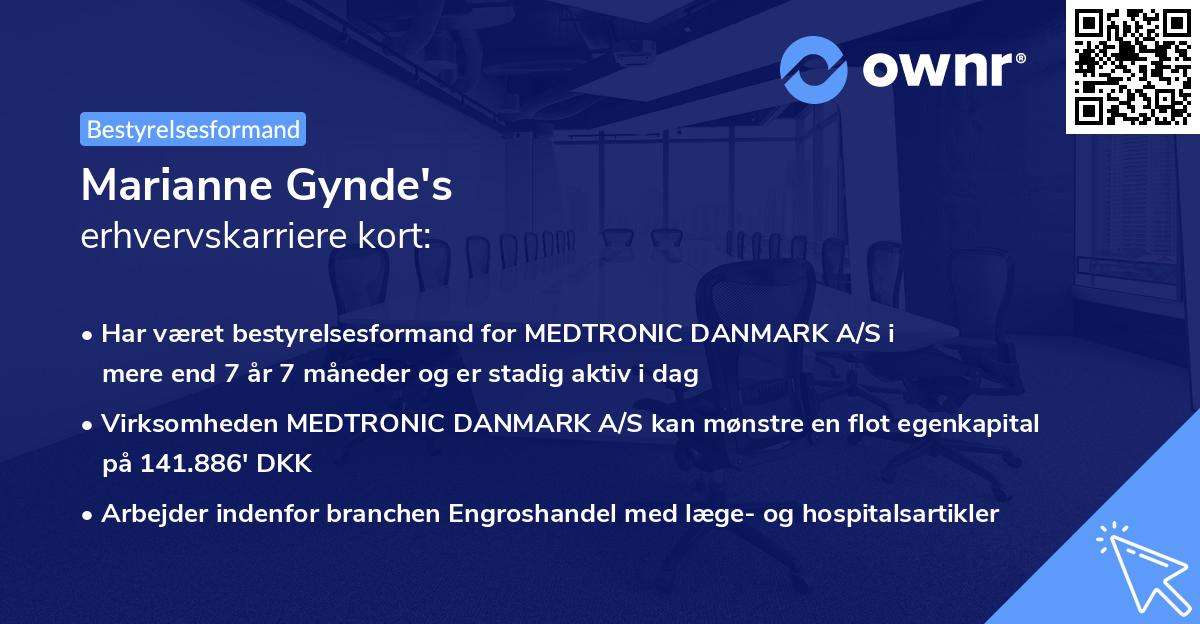 Marianne Gynde's erhvervskarriere kort