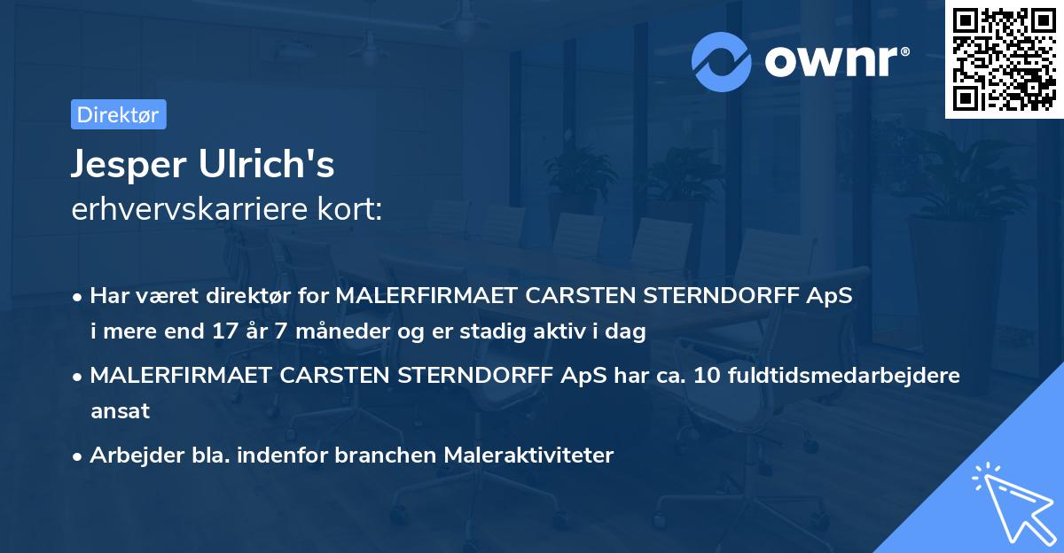 Jesper Ulrich's erhvervskarriere kort