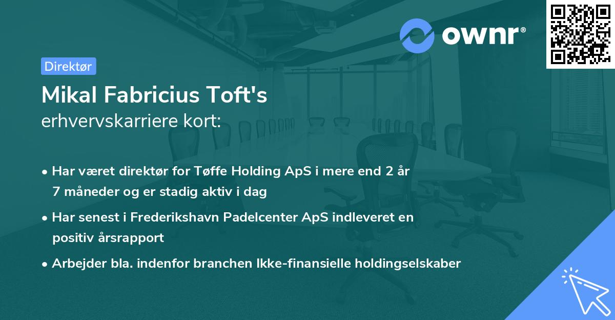Mikal Fabricius Toft's erhvervskarriere kort