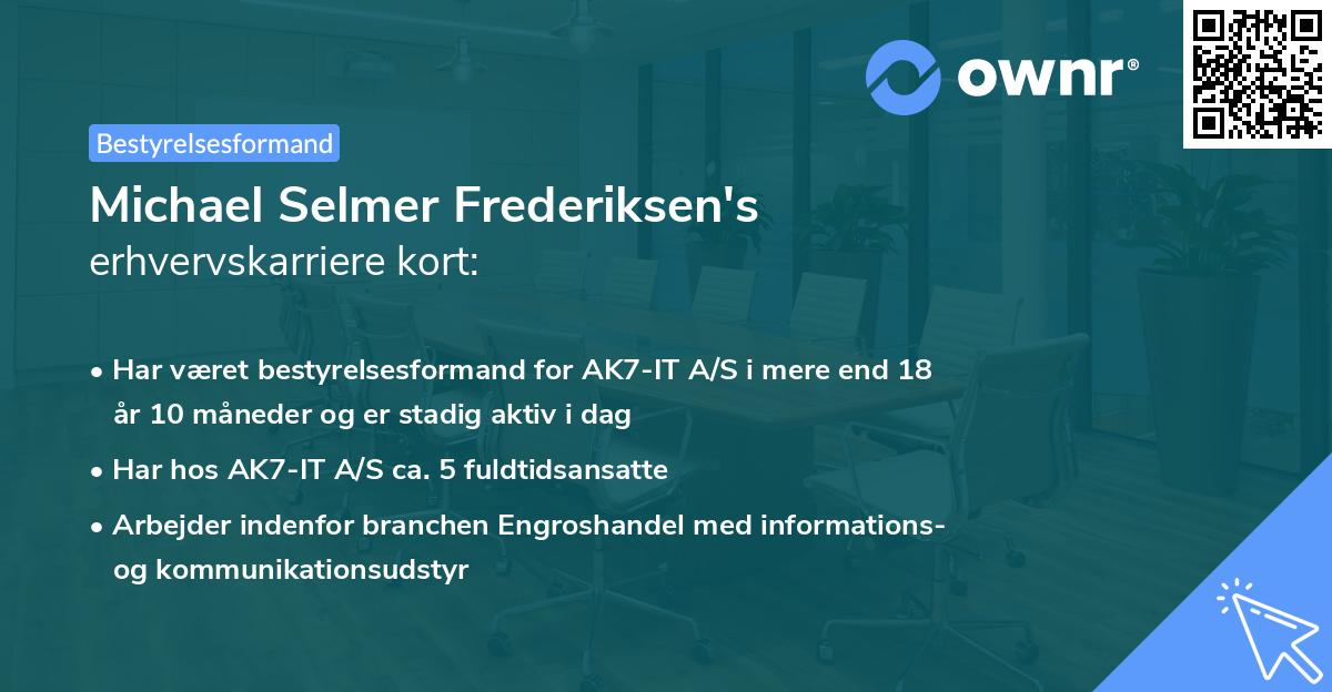 Michael Selmer Frederiksen's erhvervskarriere kort