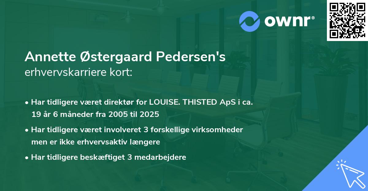 Annette Østergaard Pedersen's erhvervskarriere kort