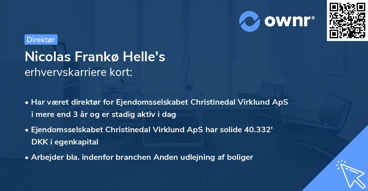 Nicolas Frankø Helle's erhvervskarriere kort