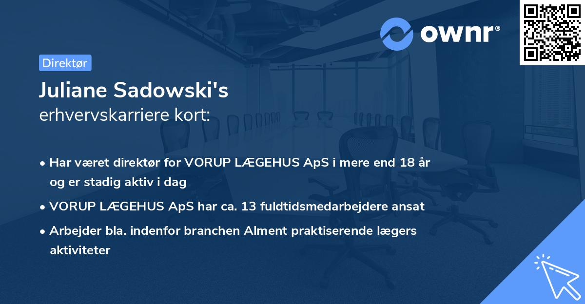 Juliane Sadowski's erhvervskarriere kort