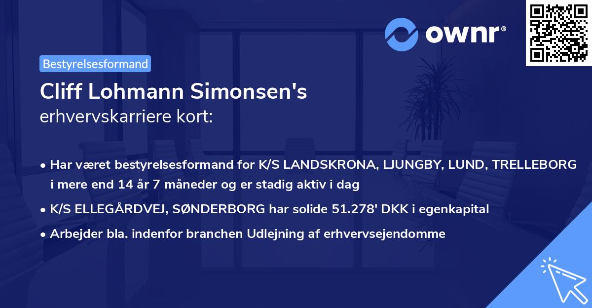 Cliff Lohmann Simonsen's erhvervskarriere kort