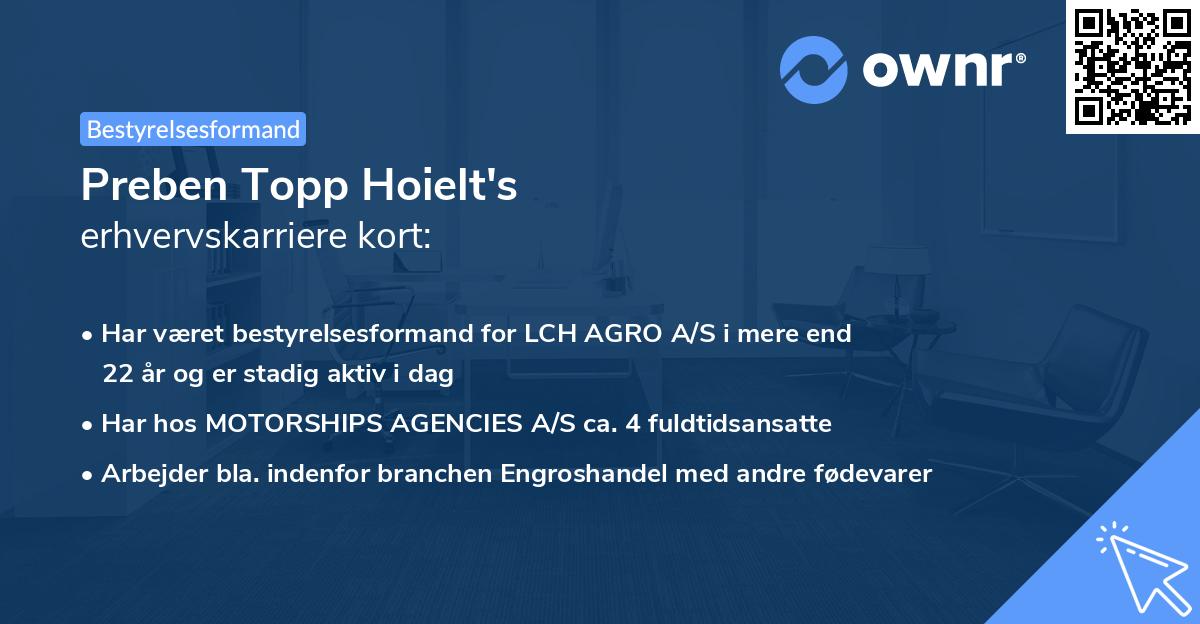 Preben Topp Hoielt's erhvervskarriere kort