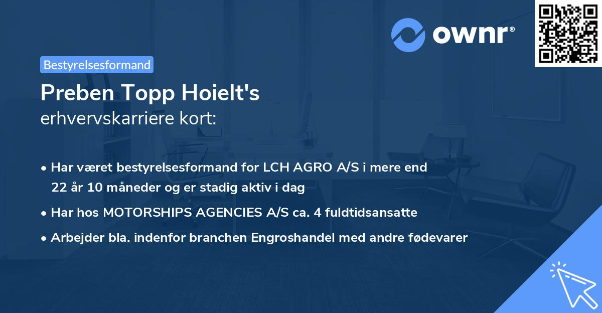 Preben Topp Hoielt's erhvervskarriere kort