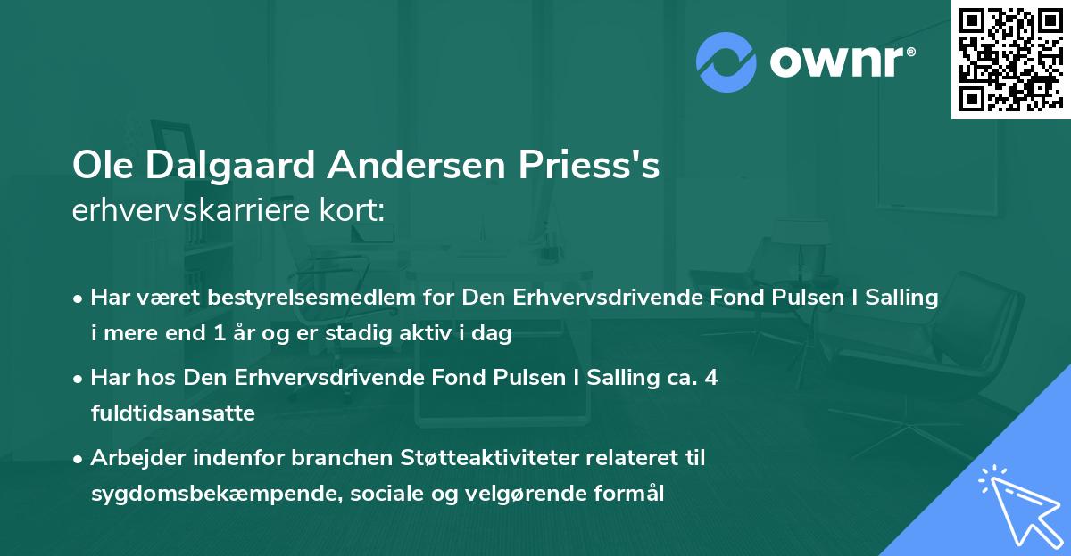 Ole Dalgaard Andersen Priess's erhvervskarriere kort