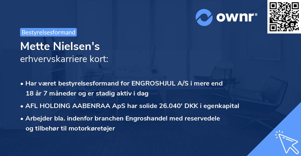 Mette Nielsen's erhvervskarriere kort