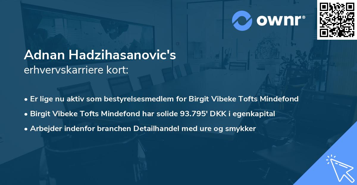 Adnan Hadzihasanovic's erhvervskarriere kort