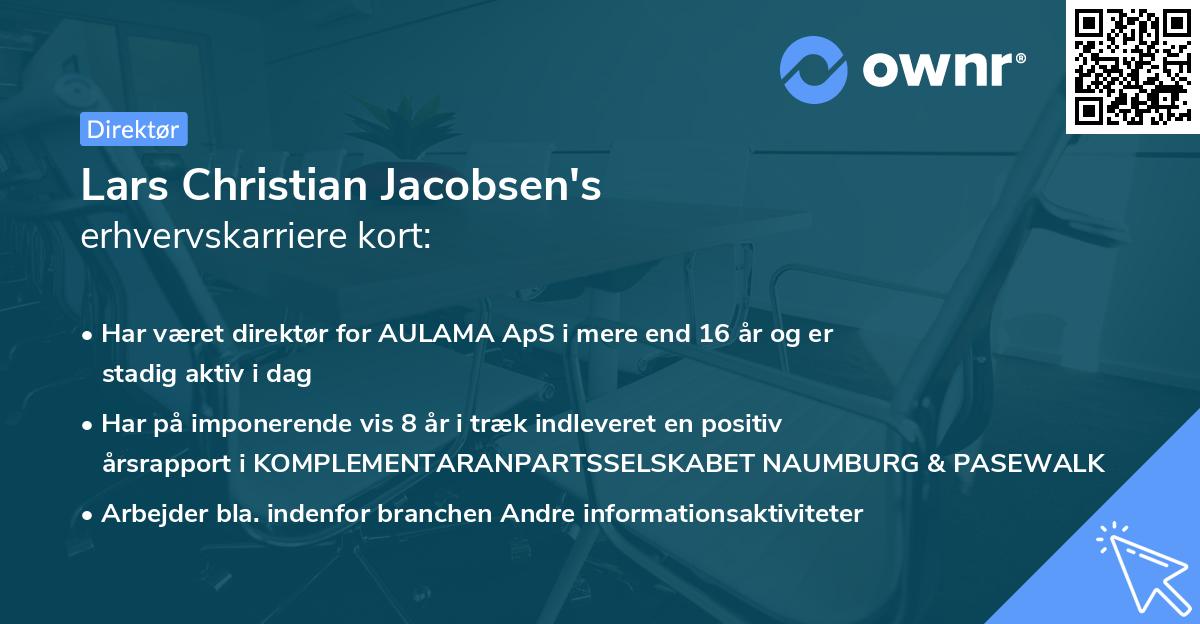 Lars Christian Jacobsen's erhvervskarriere kort