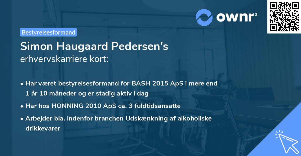 Simon Haugaard Pedersen's erhvervskarriere kort