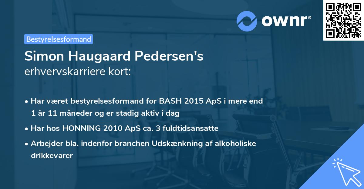 Simon Haugaard Pedersen's erhvervskarriere kort