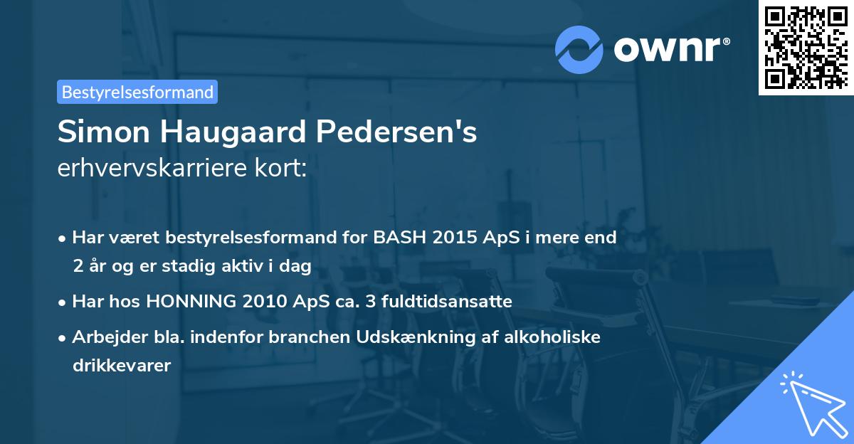 Simon Haugaard Pedersen's erhvervskarriere kort
