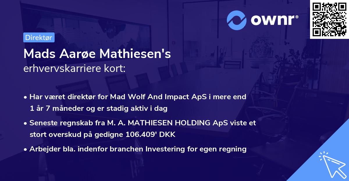 Mads Aarøe Mathiesen's erhvervskarriere kort