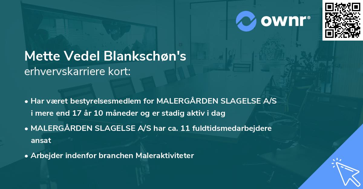 Mette Vedel Blankschøn's erhvervskarriere kort