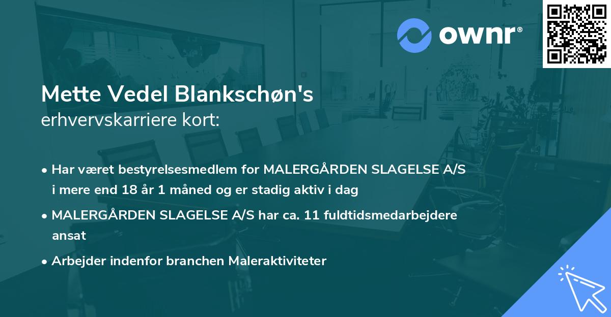 Mette Vedel Blankschøn's erhvervskarriere kort