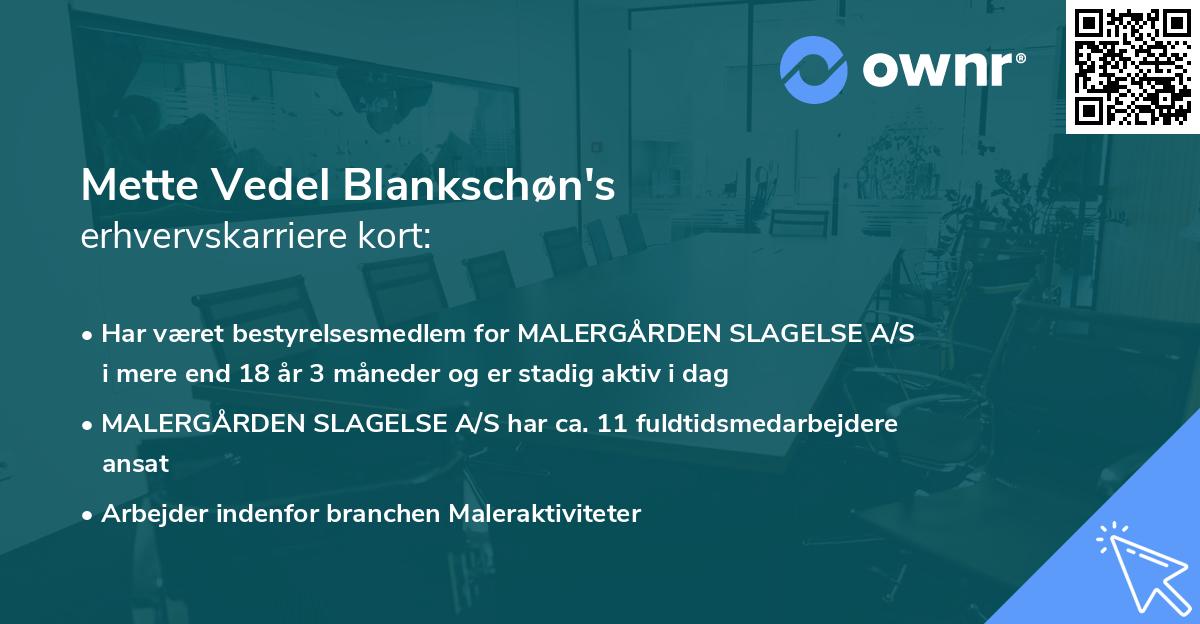 Mette Vedel Blankschøn's erhvervskarriere kort