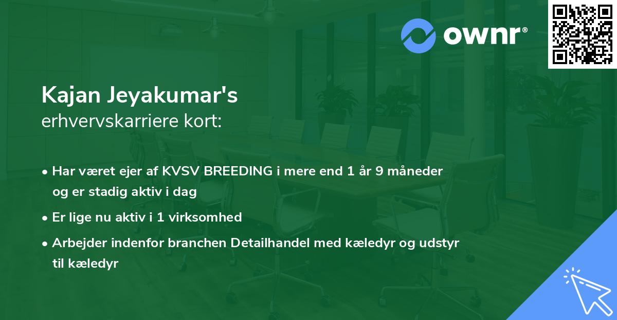 Kajan Jeyakumar's erhvervskarriere kort