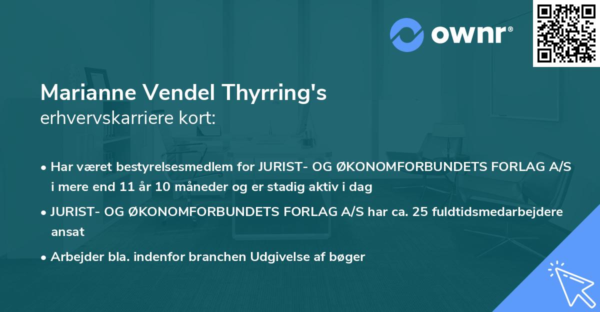 Marianne Vendel Thyrring's erhvervskarriere kort