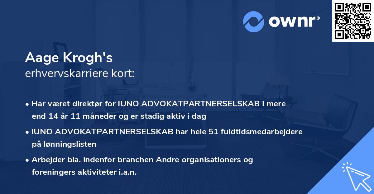 Aage Krogh's erhvervskarriere kort