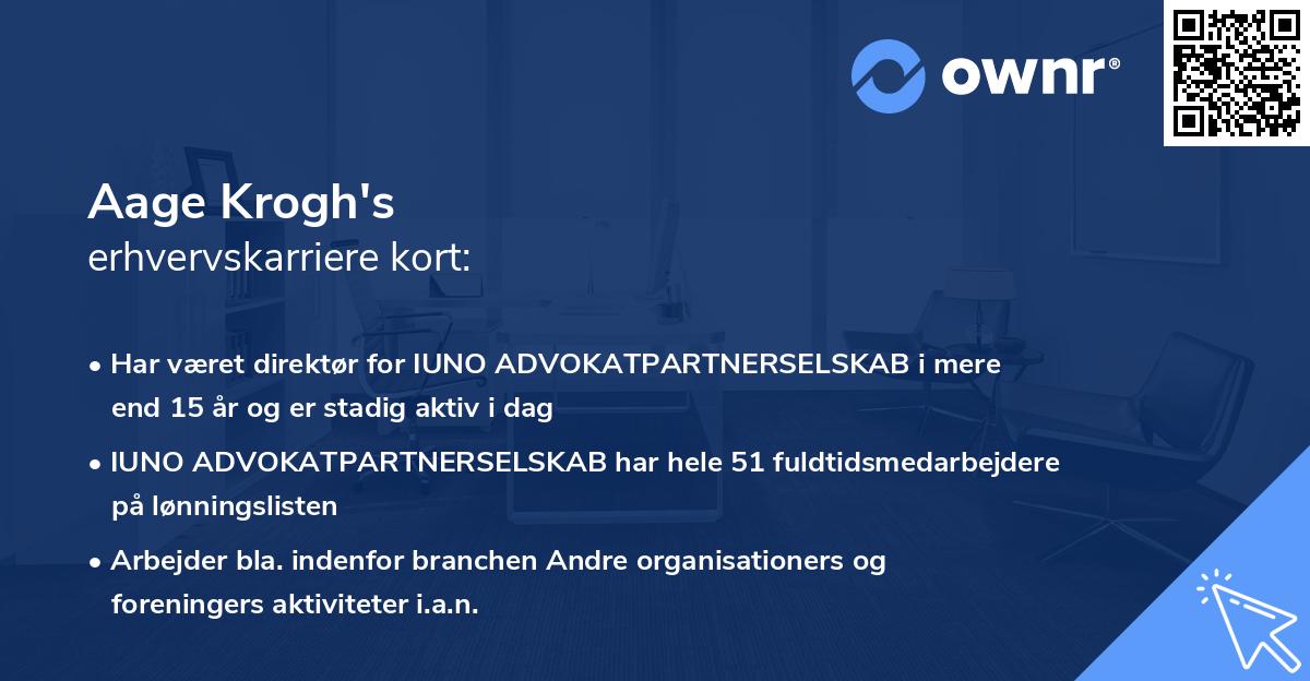 Aage Krogh's erhvervskarriere kort