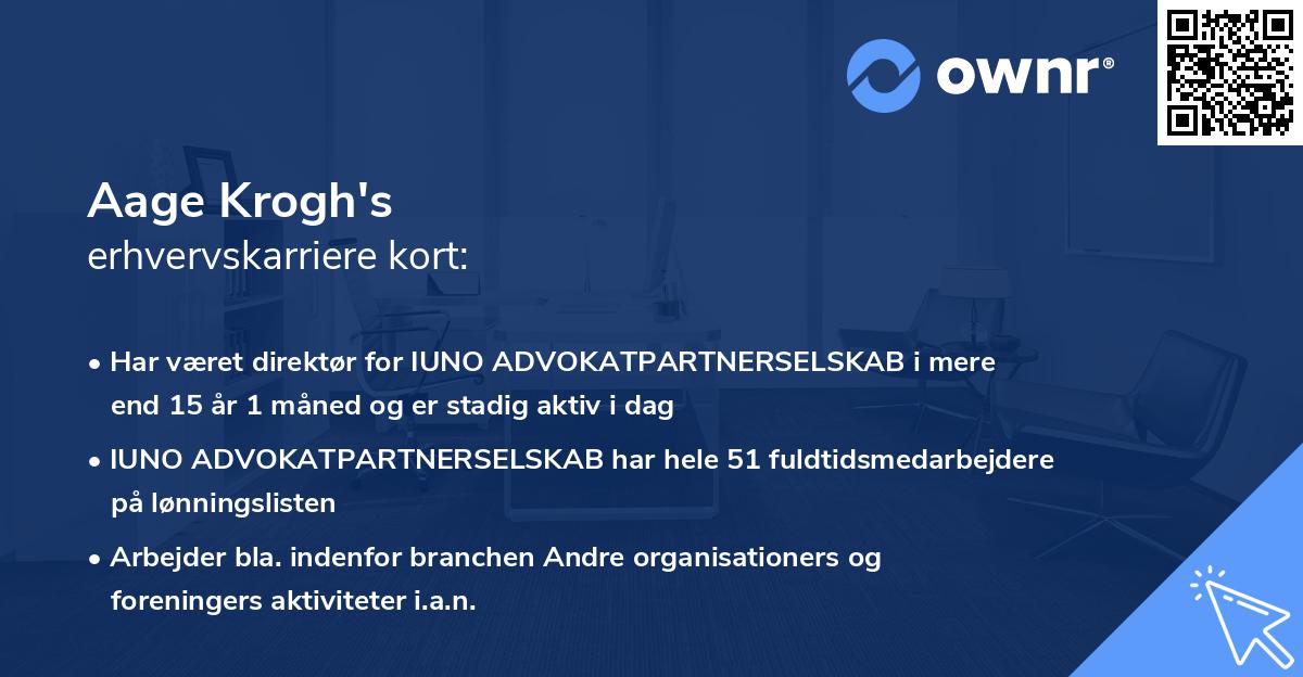 Aage Krogh's erhvervskarriere kort