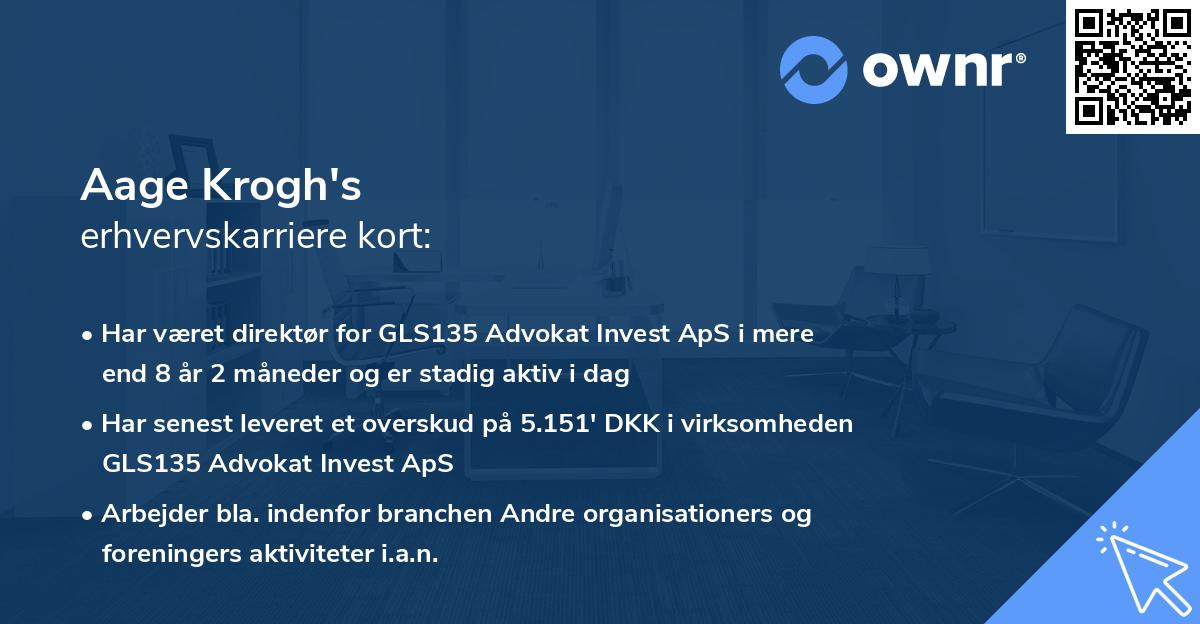 Aage Krogh's erhvervskarriere kort