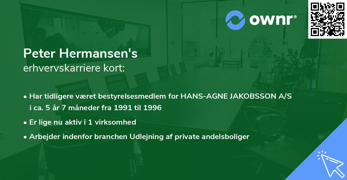 Peter Hermansen's erhvervskarriere kort