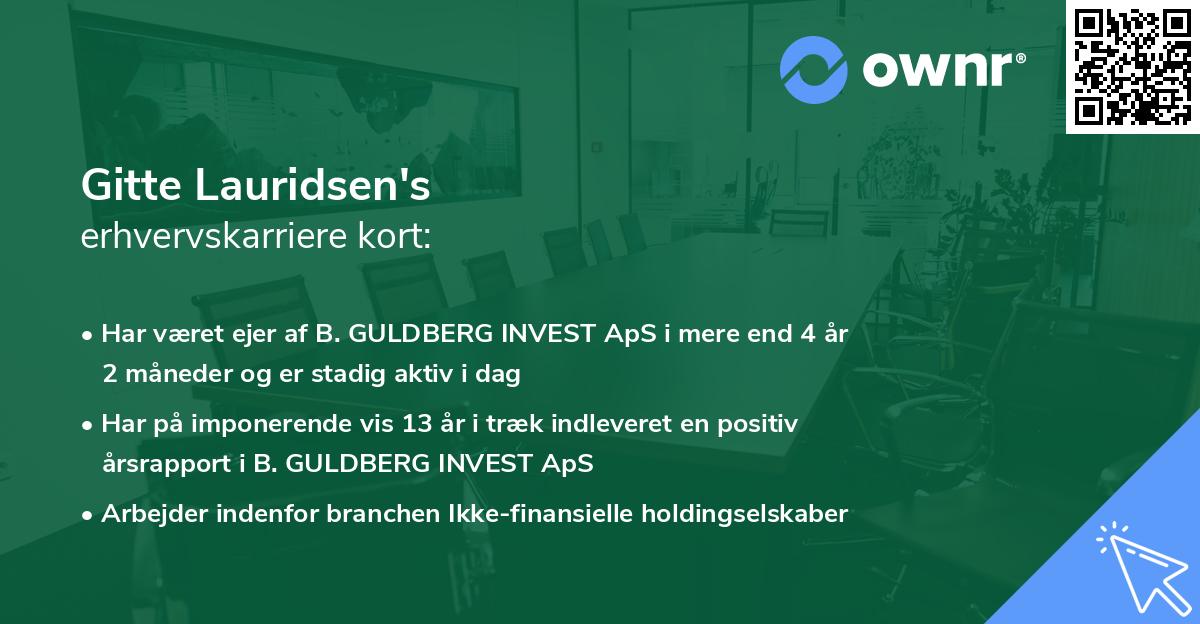 Gitte Lauridsen's erhvervskarriere kort