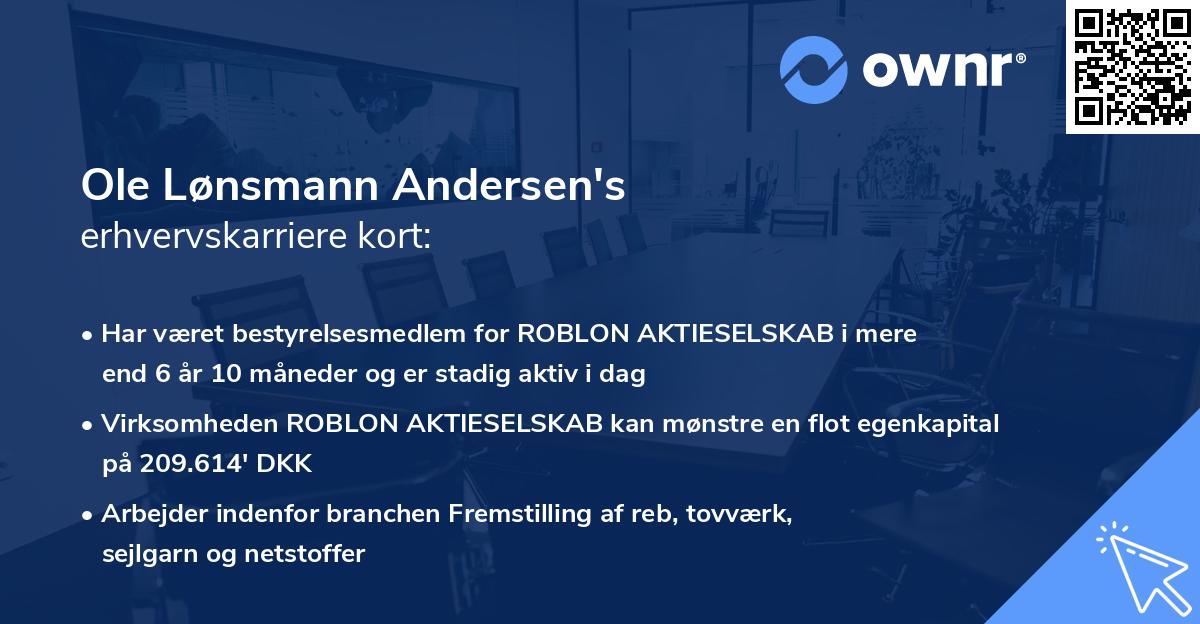 Ole Lønsmann Andersen's erhvervskarriere kort