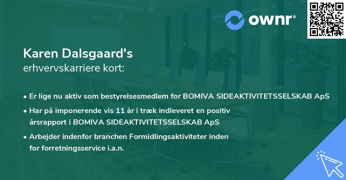 Karen Dalsgaard's erhvervskarriere kort