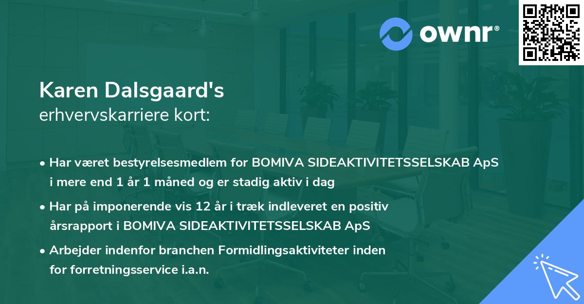 Karen Dalsgaard's erhvervskarriere kort
