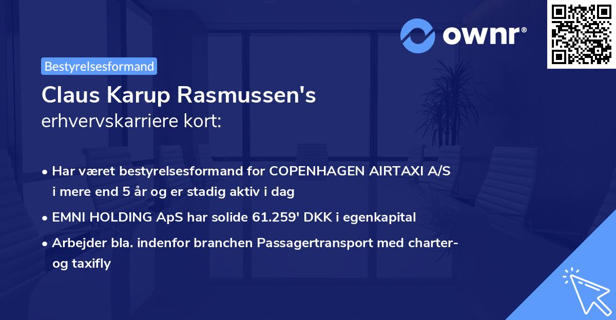 Claus Karup Rasmussen's erhvervskarriere kort