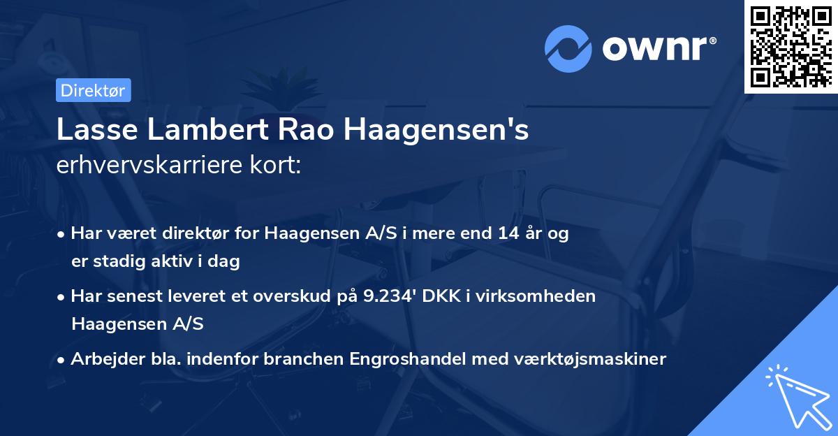 Lasse Lambert Rao Haagensen's erhvervskarriere kort