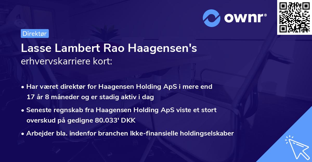 Lasse Lambert Rao Haagensen's erhvervskarriere kort
