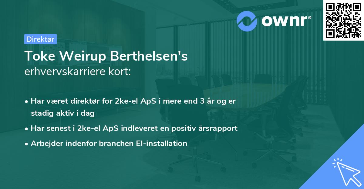 Toke Weirup Berthelsen's erhvervskarriere kort