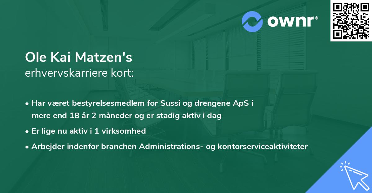 Ole Kai Matzen's erhvervskarriere kort