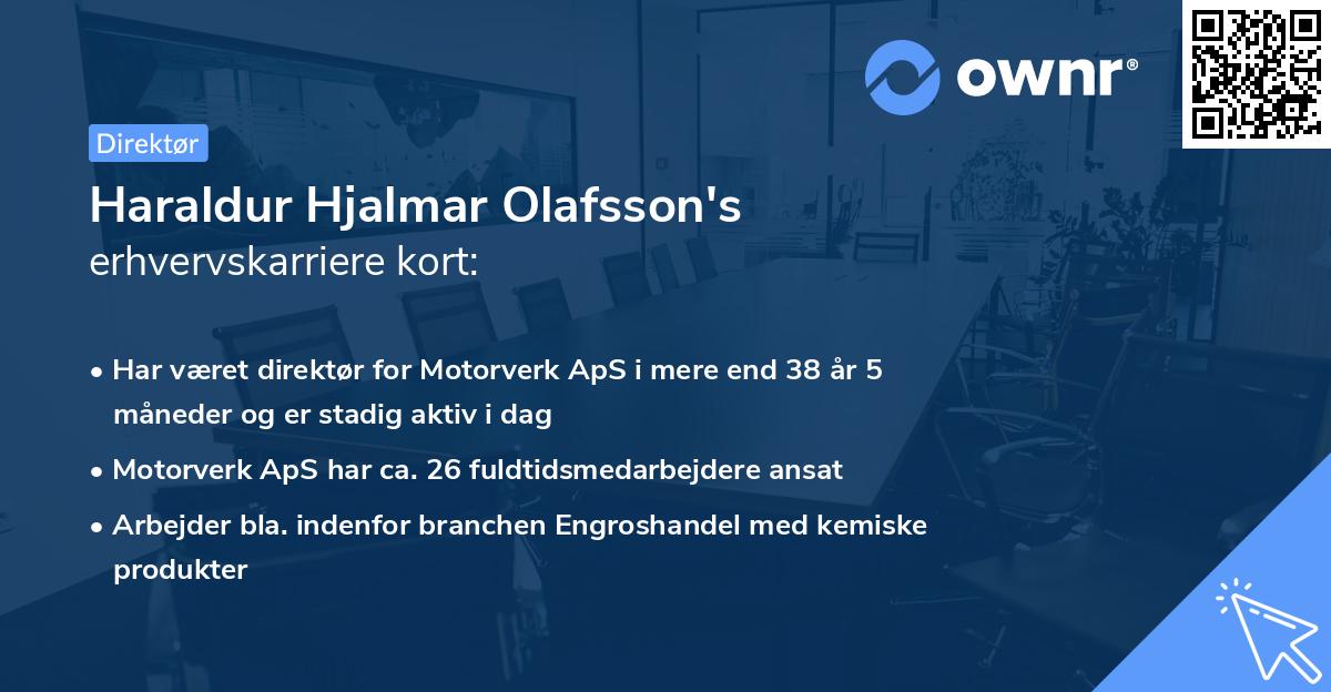 Haraldur Hjalmar Olafsson's erhvervskarriere kort