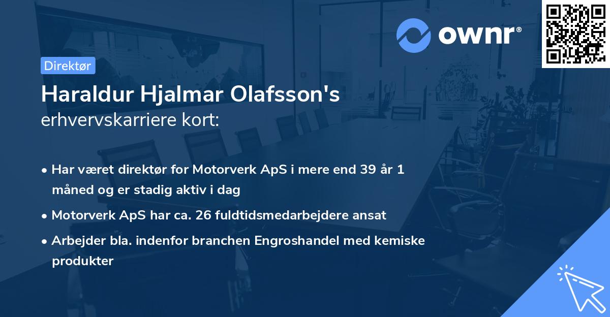 Haraldur Hjalmar Olafsson's erhvervskarriere kort