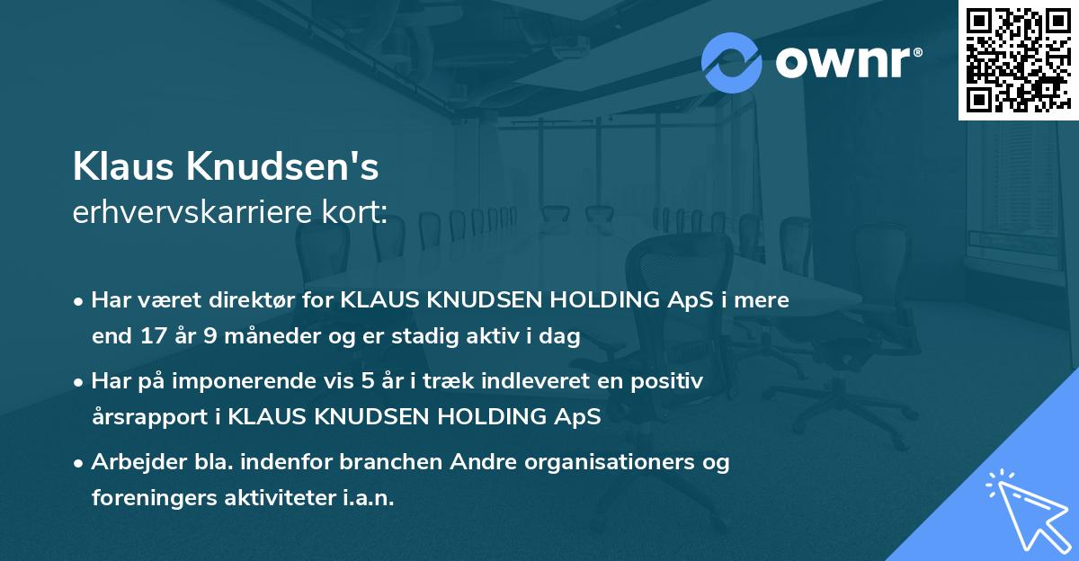 Klaus Knudsen's erhvervskarriere kort