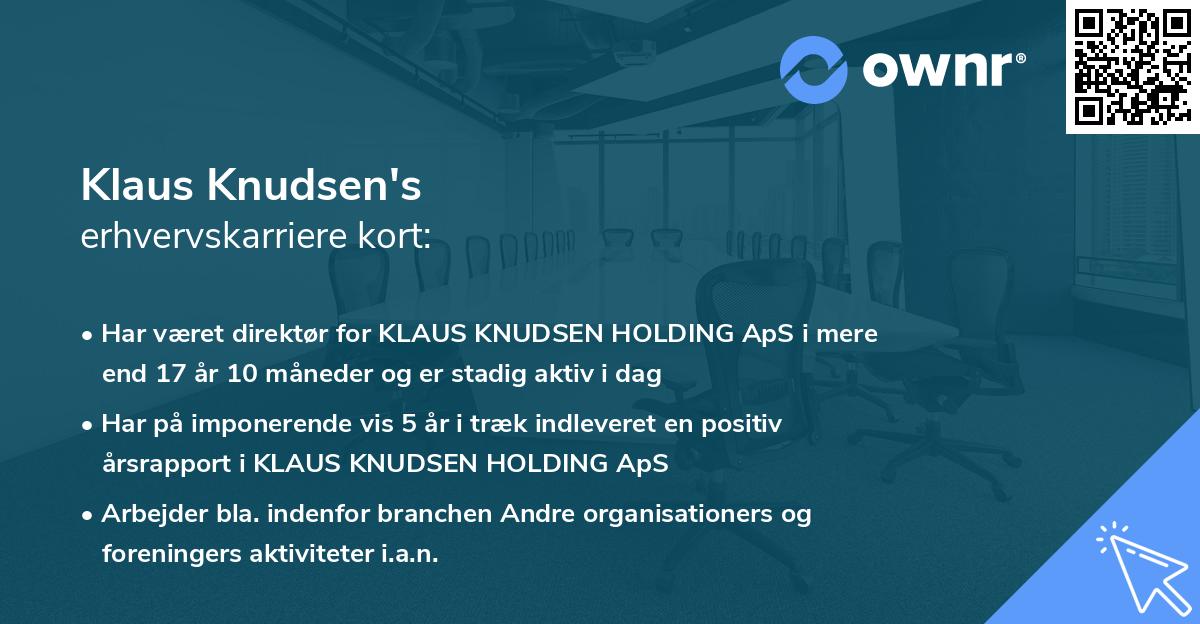 Klaus Knudsen's erhvervskarriere kort