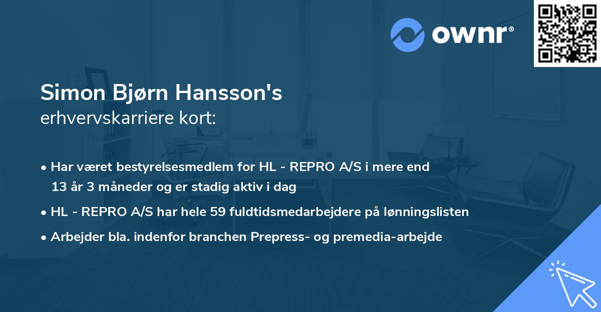 Simon Bjørn Hansson's erhvervskarriere kort