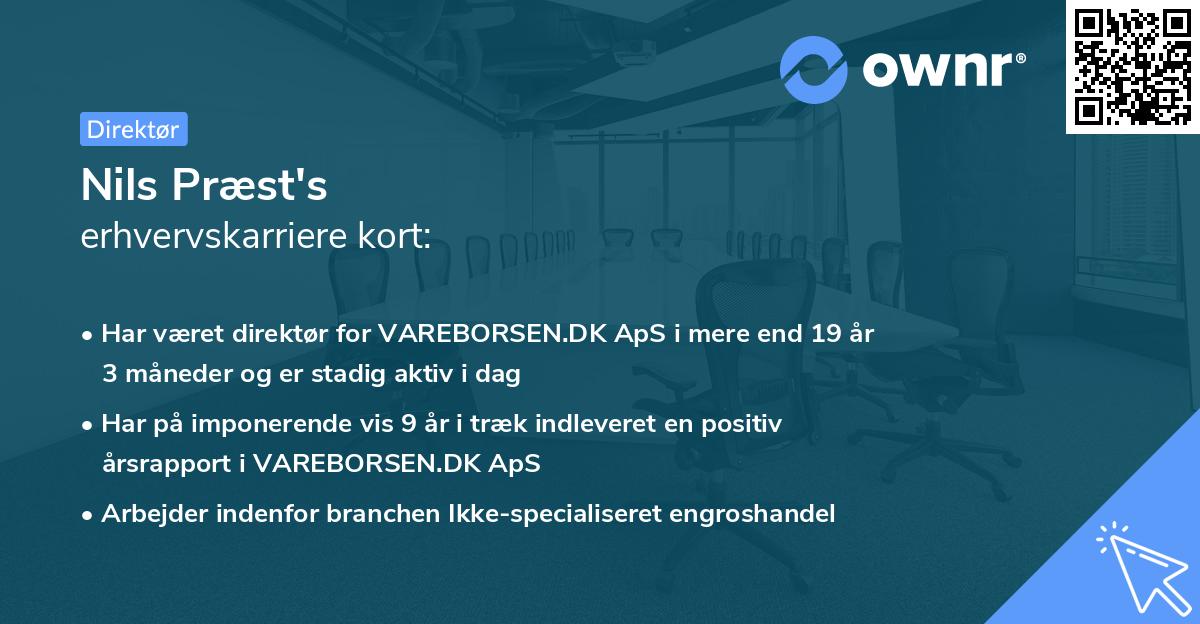 Nils Præst's erhvervskarriere kort