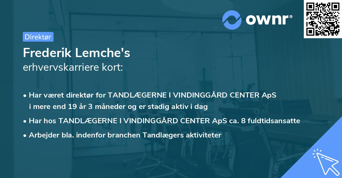 Frederik Lemche's erhvervskarriere kort