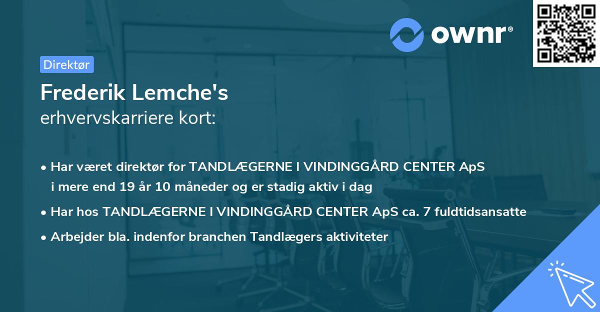 Frederik Lemche's erhvervskarriere kort