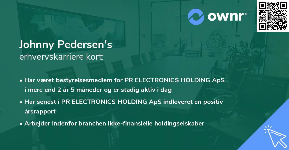 Johnny Pedersen's erhvervskarriere kort