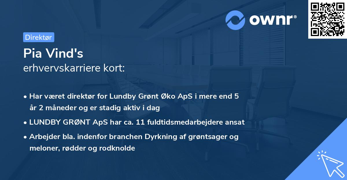 Pia Vind's erhvervskarriere kort