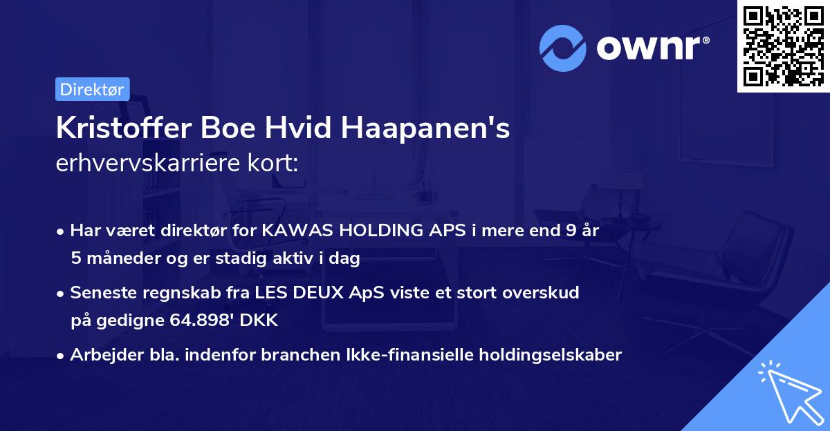 Kristoffer Boe Hvid Haapanen's erhvervskarriere kort