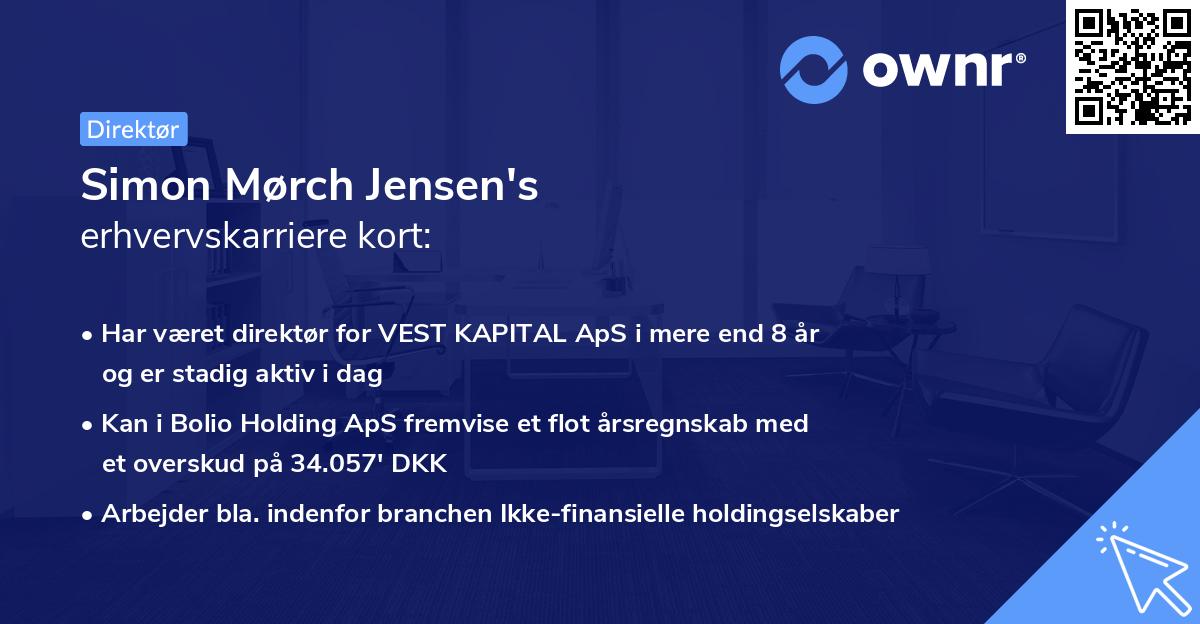 Simon Mørch Jensen's erhvervskarriere kort