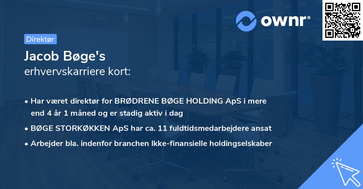 Jacob Bøge's erhvervskarriere kort